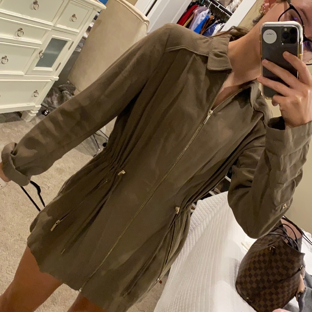Zara Basics army green drawstring jacket